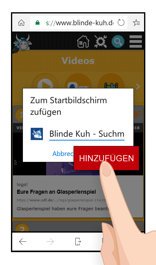 PWA, WebApp - Videolinks bei Blinde Kuh